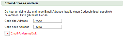 eMailadresse ändern